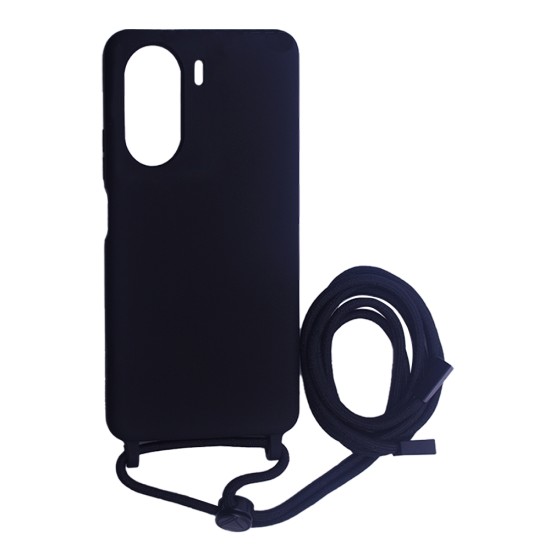 Silicone Case with String for Xiaomi Redmi 13C/Poco C65 Black